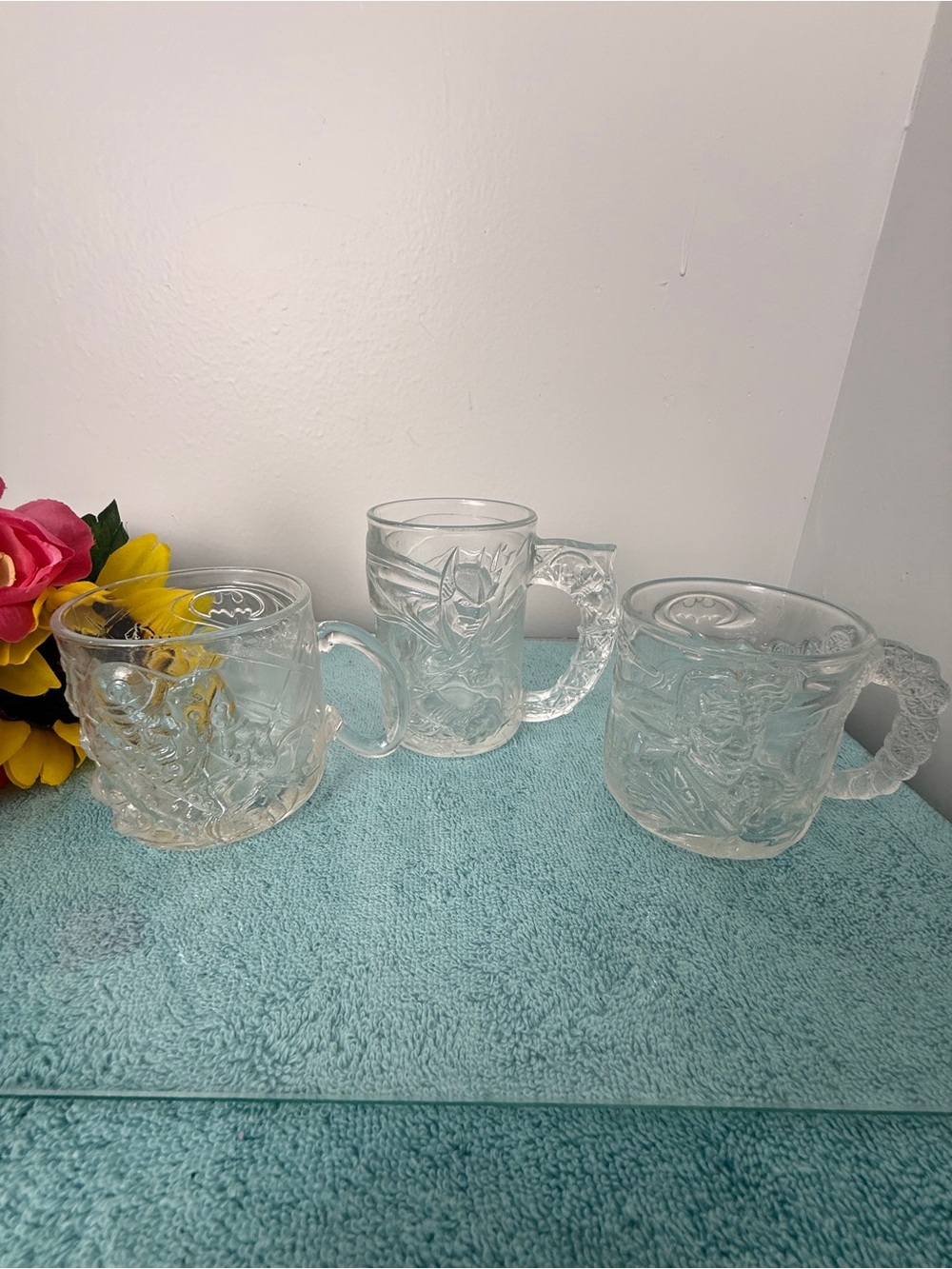 Batman Clear Glass Dragon Handle Mugs - Set of 3